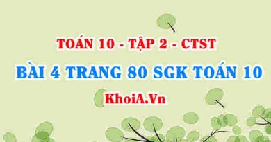 Bài 4 trang 80 SGK Toán 10 tập 2 Chân trời sáng tạo